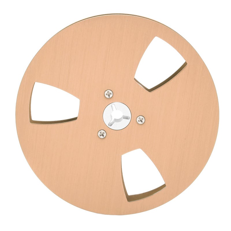 Empty Tape Reel: 5 Inch 1/4In Golden Aviation Aluminum With 3 Hole Wind Resistance Design - Stainless Steel Screws For Corrosion Resistance Takeup Reel For Reel To Reel Tape Players, Open Reel Decks - Image 3