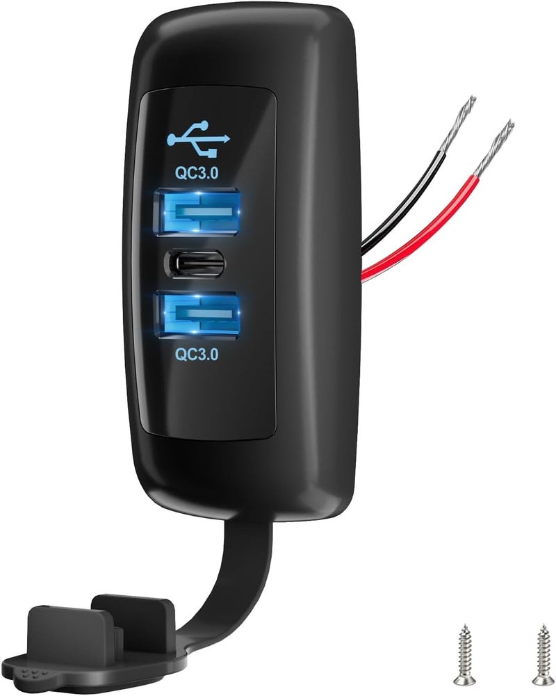 2 قطعة من منفذ USB RV 12V ثلاثي المنافذ بقدرة 72 واط، قطعتان من منفذ Type-C PD3.0 للشحن السريع ومنفذ QC3.0 المزدوج للتثبيت على الحائط أو السطح، محول شاحن USB متعدد المنافذ للسيارات للاستخدام في المركبات الترفيهية والقوارب البحرية والحافلات والمركبات المخيمات ومركبات ATV والشاحنات - Image 1