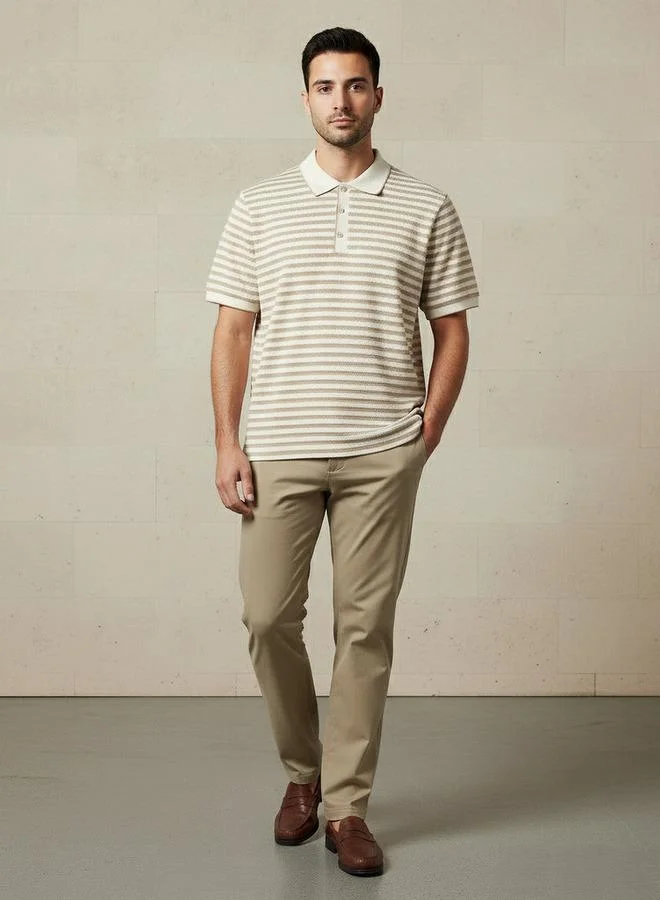 Splash FAV Men Short Sleeves Striped Polo T shirt