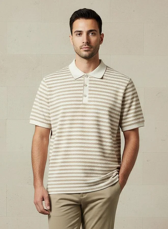 Splash FAV Men Short Sleeves Striped Polo T shirt
