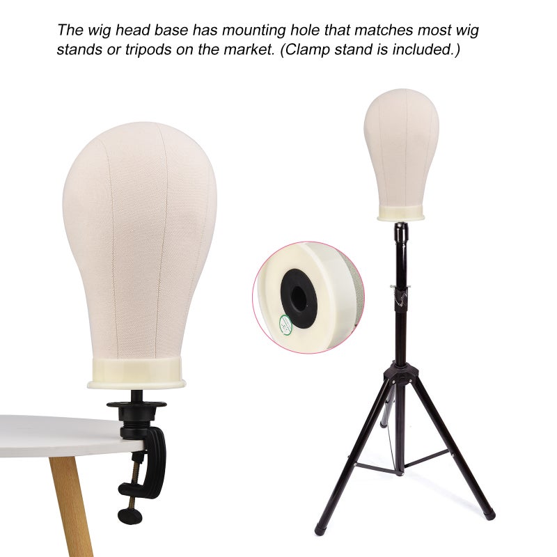 Wig Head: 1 Professional Canvas Block Head, Human-Like Shape, Lightweight Durable Structure - With Mounting Hole, Complete Wig Making Accessories for Wig Styling, Display, Making Enthusiasts - Image 4