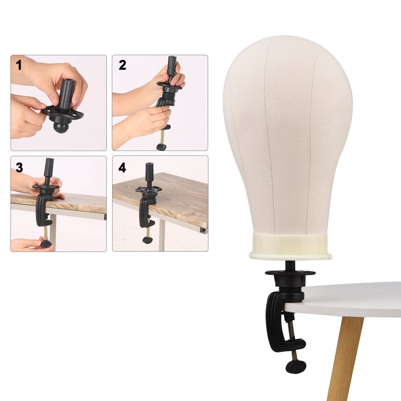 Wig Head: 1 Professional Canvas Block Head, Human-Like Shape, Lightweight Durable Structure - With Mounting Hole, Complete Wig Making Accessories for Wig Styling, Display, Making Enthusiasts - Image 2