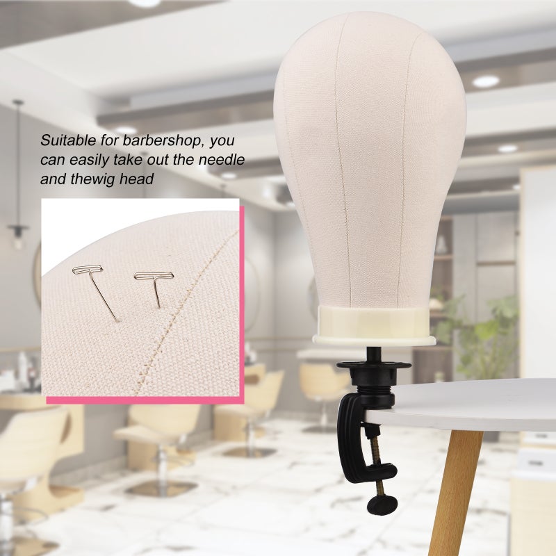 Wig Head: 1 Professional Canvas Block Head, Human-Like Shape, Lightweight Durable Structure - With Mounting Hole, Complete Wig Making Accessories for Wig Styling, Display, Making Enthusiasts - Image 3