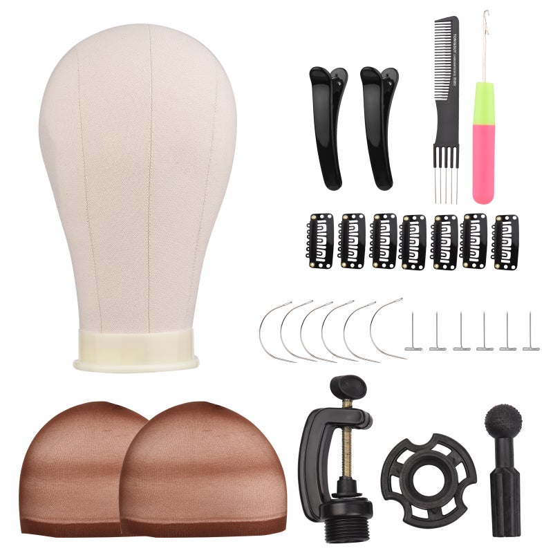 Wig Head: 1 Professional Canvas Block Head, Human-Like Shape, Lightweight Durable Structure - With Mounting Hole, Complete Wig Making Accessories for Wig Styling, Display, Making Enthusiasts - Image 1