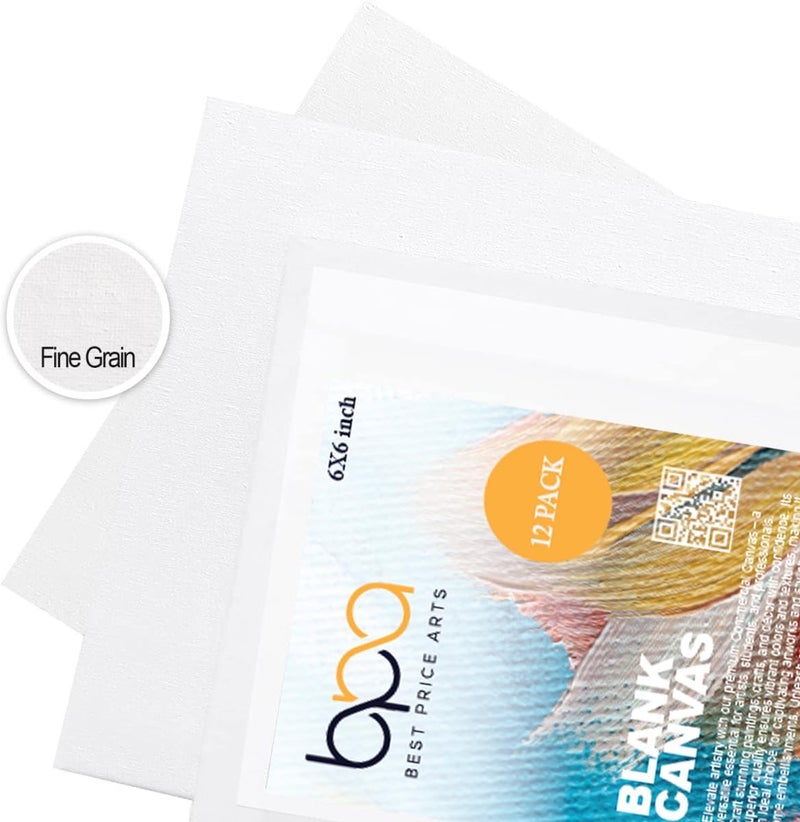 BPA® Artist painting canvas panels - 6x6 inch / 12 pack - triple primed cotton canvas boards for oil & acrylic painting - Image 3