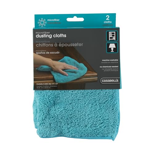 Casabella Microfiber 12" x 14" Cloth, Pack of 2, Blue Dusting, 2 Count - Image 5