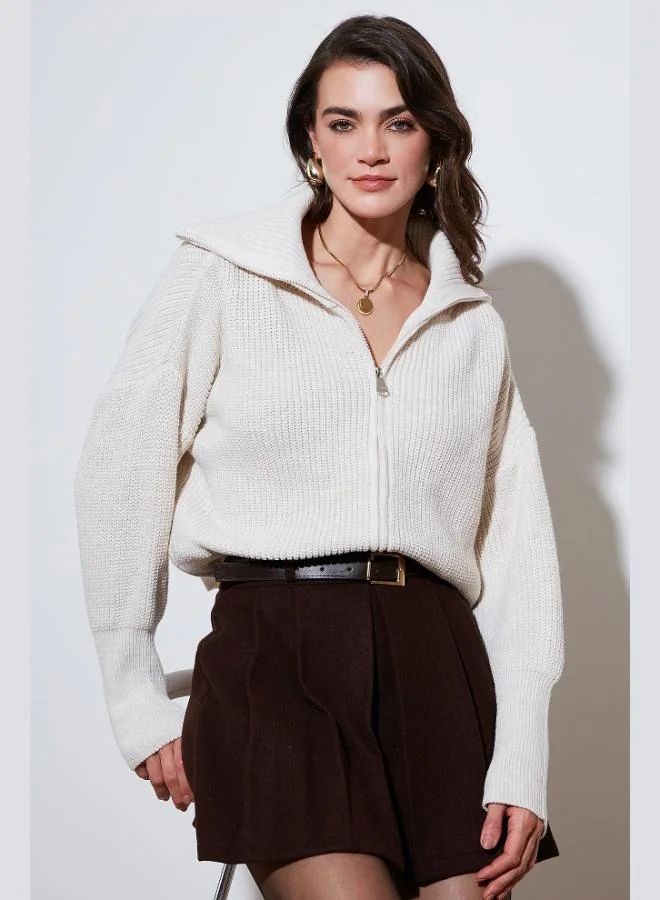 ليلا كارديجان نسائي ليلا بقصة عادية وأكمام بالون وسحاب من الريب كنيت