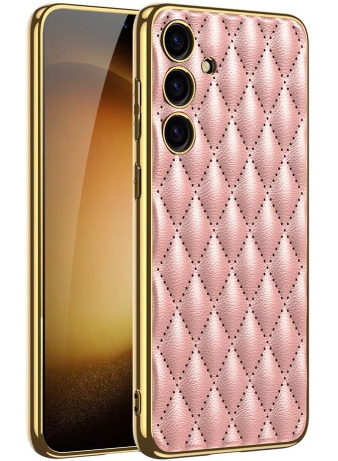 VKL Samsung Galaxy S24 Ultra Case for Leather, Cute Diamond S24 Ultra Case with Camera Lens Protector for Women Men, Soft PU + Electroplated Frame Non-Slip Shockproof Case for Samsung S24 Ultra - Image 1