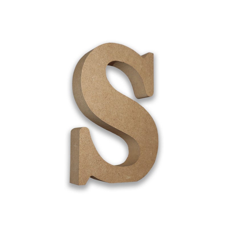 Snuz Habercrafts Large Wooden MDF Letter S (13cm High x 2cm Deep) - 1 Piece - Capital Letter - Perfect for Home Decor, Parties & Weddings - Image 1