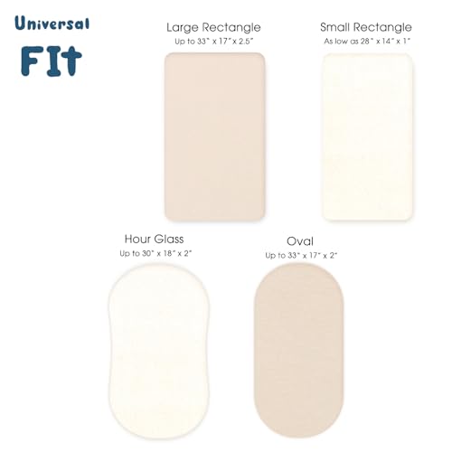 GRSSDER Stretchy Ultra Soft Fitted Bassinet Sheet 3 Pack, Universal Fit for Bassinets Baby Cradle Moses Basket Oval Rectangle Mattress Safe and Snug, Jersey Bassinet Sheets for Girls, Cream/Beige - Image 4