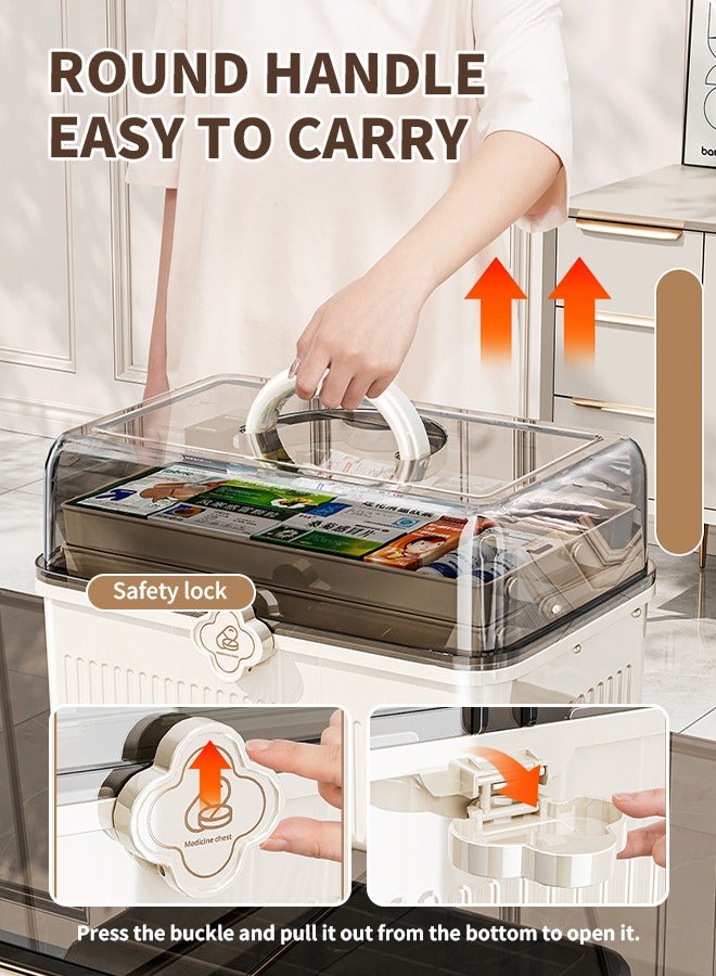 Generic Large 3-Layer Medicine Box, Durable Plastic Medicine Storage Box with Handle & 180° Flip Cover, Portable Medicine Organizer for Home & Travel, Travel Emergency Kit & Medical Kit, Multifunctional Storage Box for Pills, First Aid, Cosmetics  - Image 4
