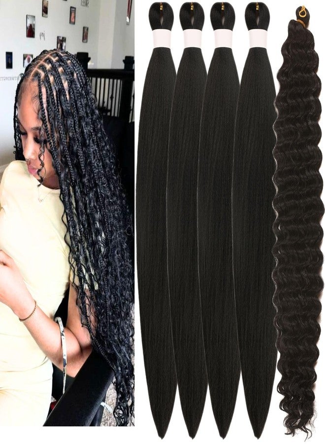 Leticia Braiding Hair Pre stretched Braid Synthetic Deep Wave Braiding Hair Extensions for Boho Bohemian Braids Black Color Ez Braid Yaki Itch Free - Image 1