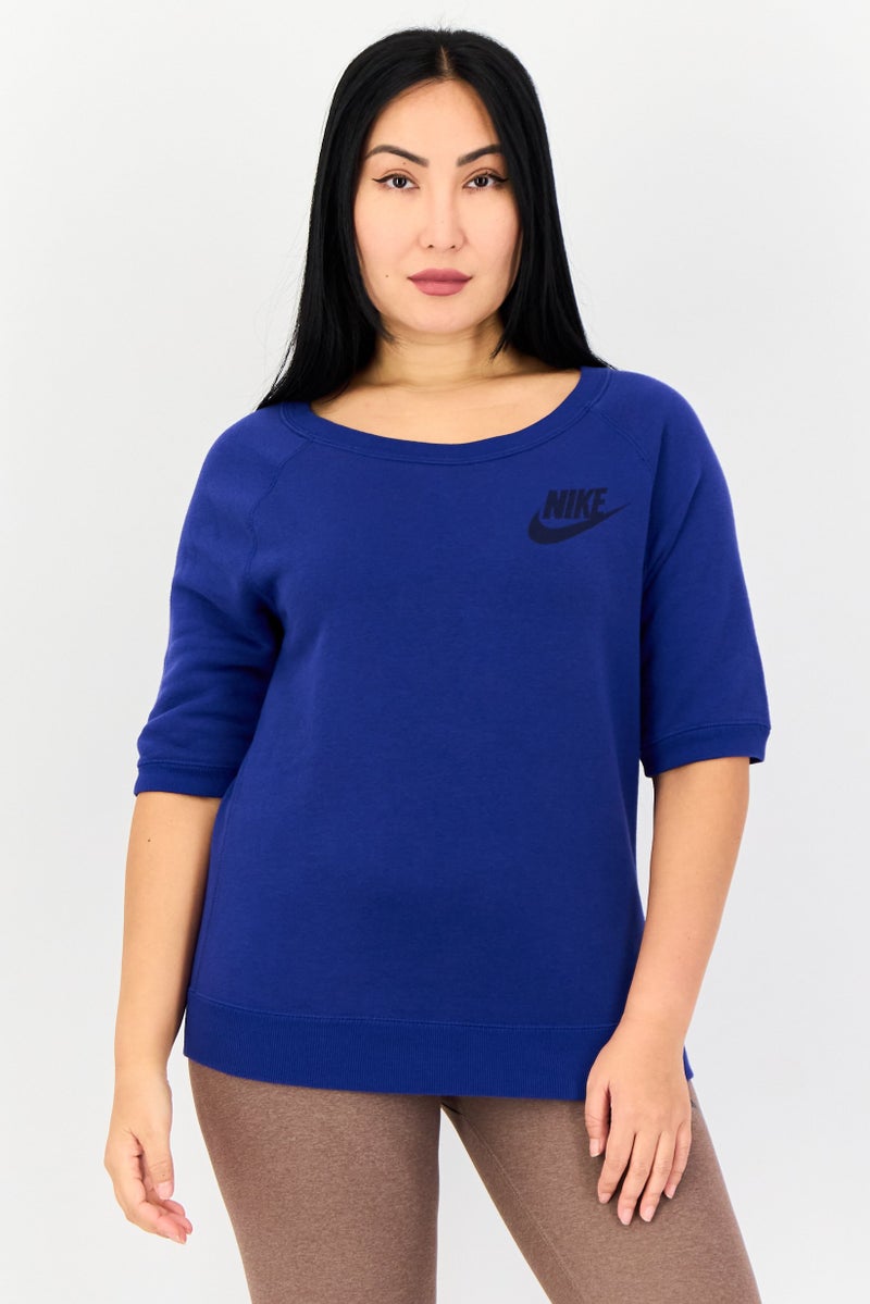 Nike تي شيرت رياضي نسائي قصير الأكمام في الهواء الطلق، أزرق - Image 1