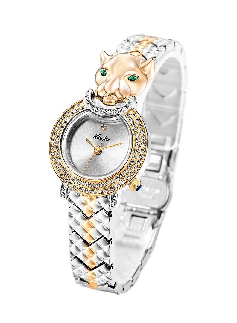 MISS FOX Women's Fashion Brick Watch Small Dial Leopard Head Design Bracelet Watch - Image 2