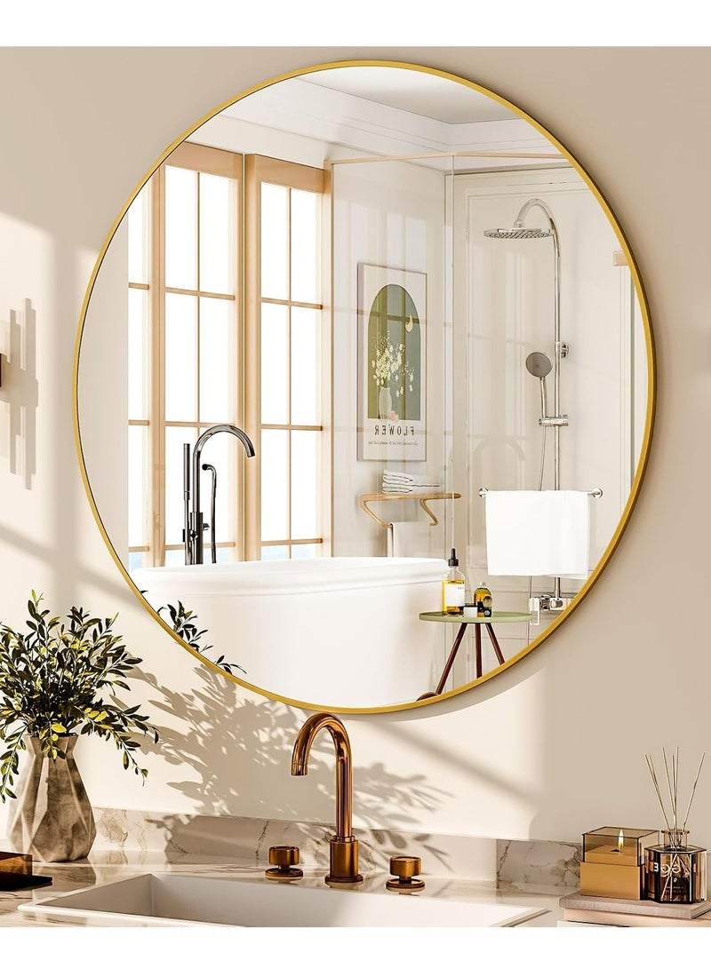 Bathroom Mirror Full Length Mirror Makeup Mirror No Punching Required Full Body Mirror Vertical or Horizontal Hanging for Bathroom, Entrance, Livingroom, Corridor Walls（60*60CM） - Image 1