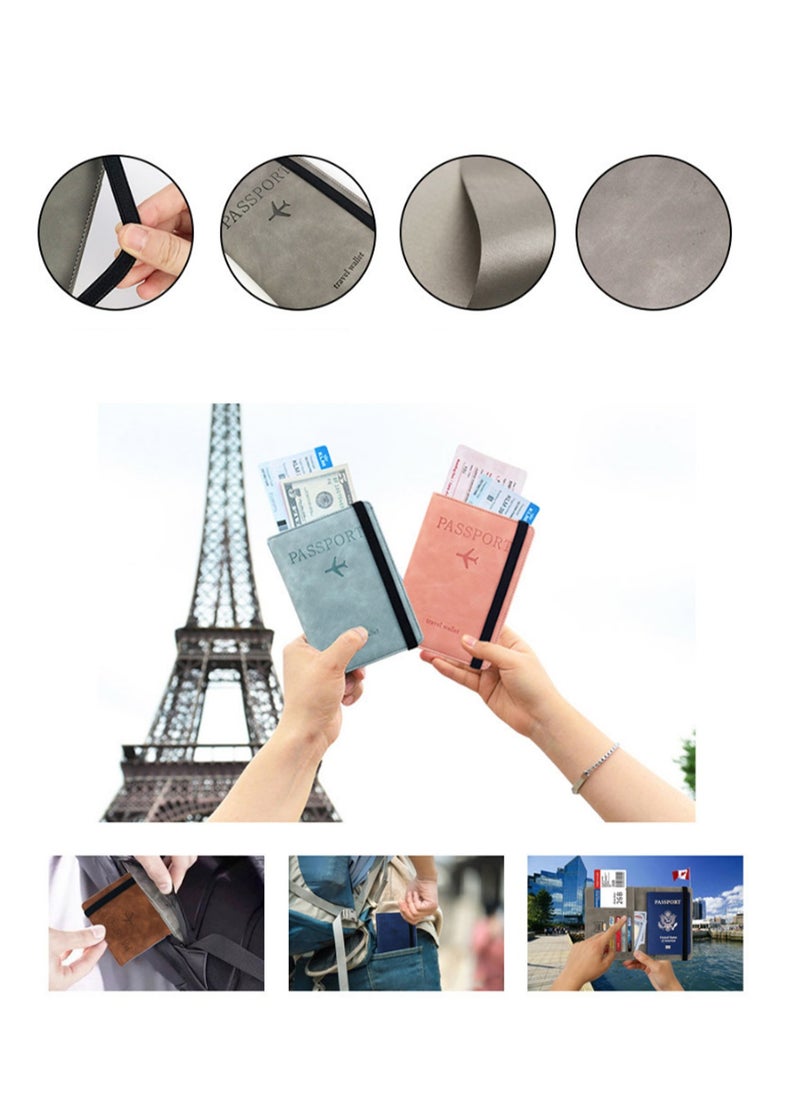 ماركة غير محددة حافظة جواز سفر بمشبك مغناطيسي أخضر، حافظة جواز سفر مع خاصية حجب RFID، حافظة وثائق سفر من الجلد الصناعي للرجال والنساء، إكسسوارات السفر  - Image 3