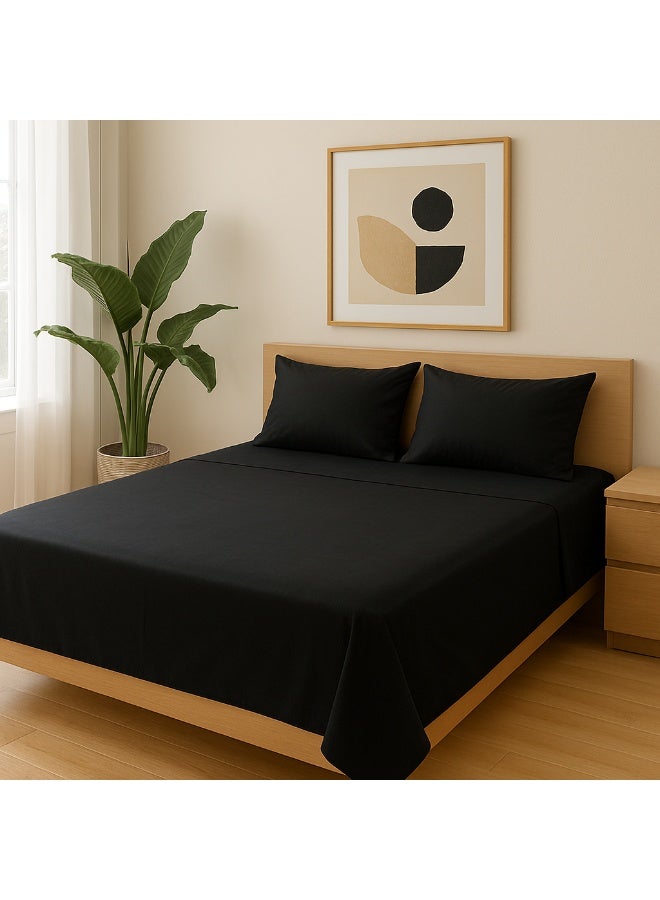 سنوز، طقم ملاية عاديه، 3قطع، بلاك، 220*240 سم - Image 1