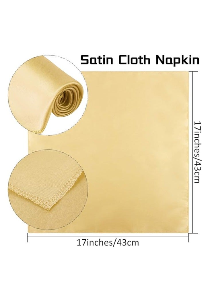 10 Pieces Satin Napkins Soft Dinner Napkins Square Table Napkins 17 x 17 Inches for Restaurant Weddings Party Dinner Decoration (Gold) - Image 2