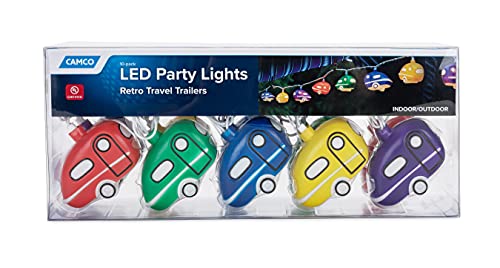 Camco Retro Travel Trailer Party Lights Features an 8 Strand with 10 Travel Trailer Lights Camping String Lights Perfect for RV Awnings and Campsite Dcor 42655 - Image 1