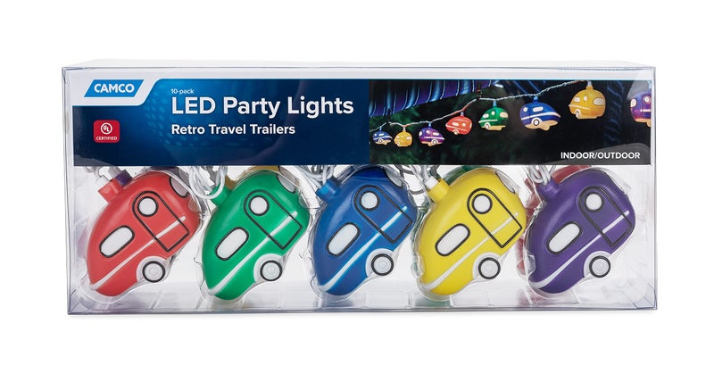Camco Retro Travel Trailer Party Lights Features an 8 Strand with 10 Travel Trailer Lights Camping String Lights Perfect for RV Awnings and Campsite Dcor 42655 - Image 3