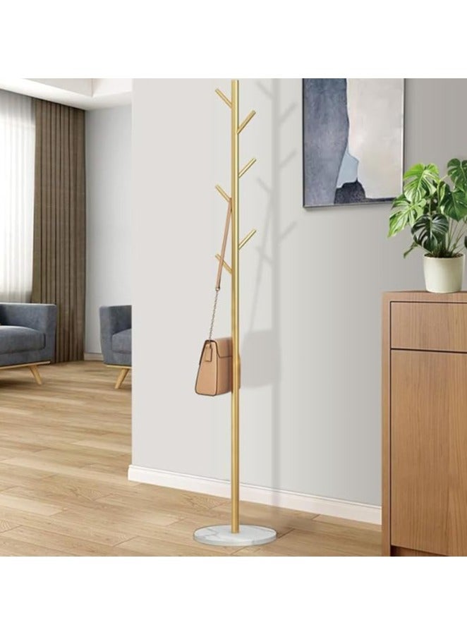 Coat Rack Metal Freestanding Coat Rack with Natural Marble Base and 6 Hooks for for Bags, Coats, and Hats Sturdy Coat Tree for Entryway, Hallway, Bedroom, Office  - Image 3