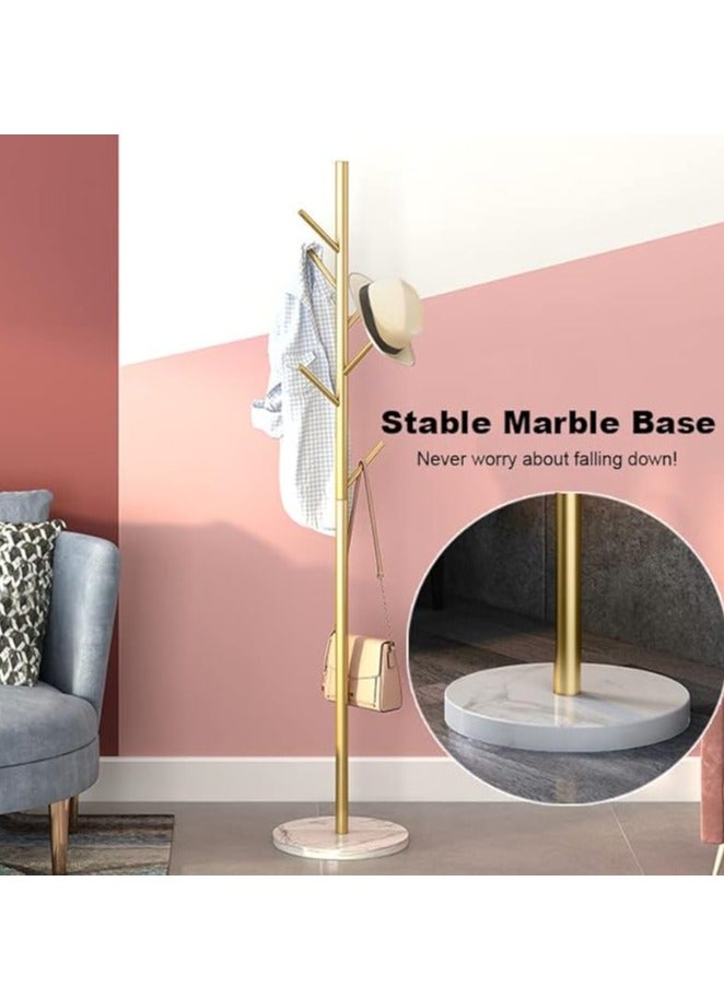 Coat Rack Metal Freestanding Coat Rack with Natural Marble Base and 6 Hooks for for Bags, Coats, and Hats Sturdy Coat Tree for Entryway, Hallway, Bedroom, Office  - Image 4