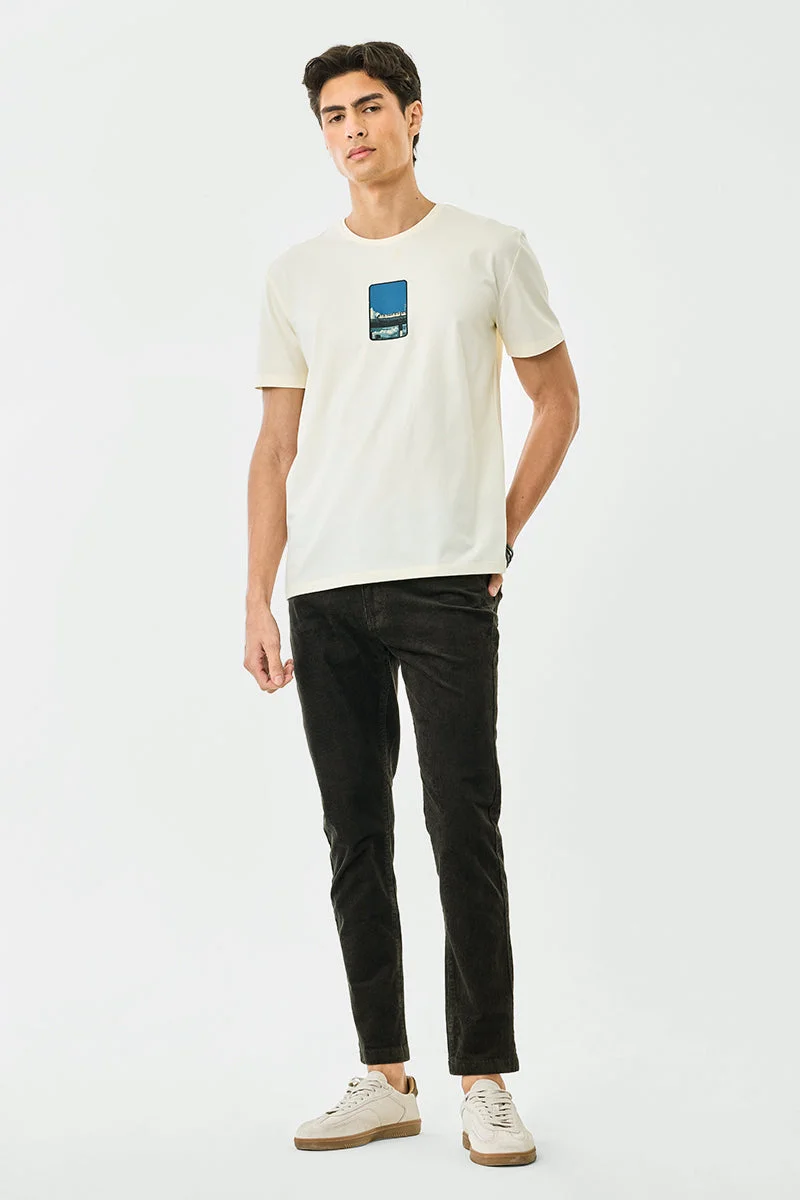 Snitch Olive Regular Fit Stretch Corduroy Trousers for Men | Best Price UAE