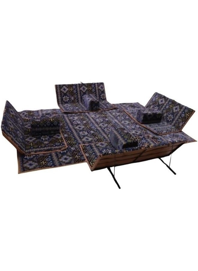 Cady One A heritage floor seating set consisting of 9 pieces, suitable for travel, land trips, and the garden. A ground camping mattress set with four perches and 4 chairs, 120 cm in size, and a high-quality cloth rug, 2*2 meters in size, sufficient for 8 people.  - Image 2