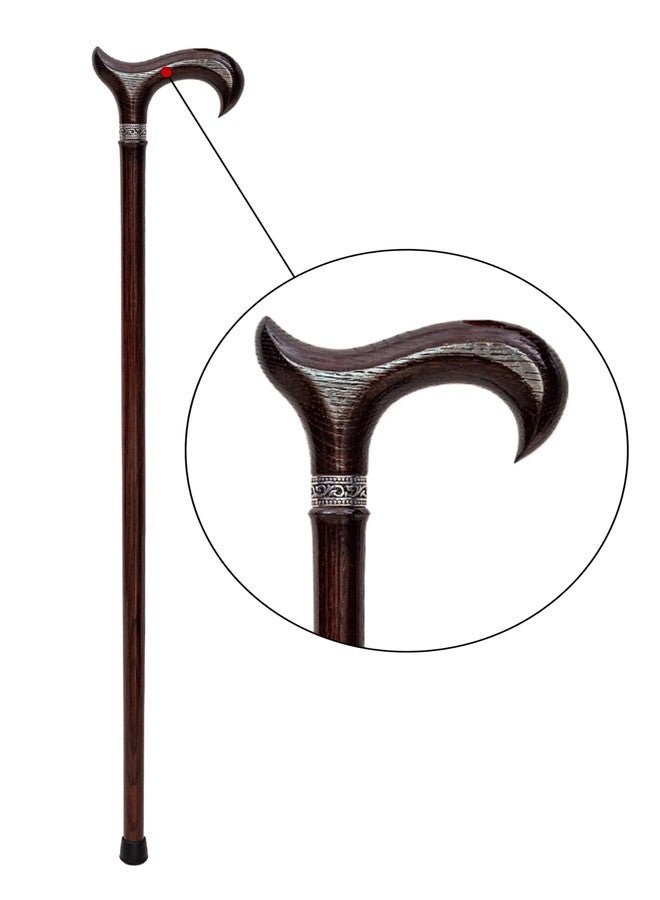 Dr Watson Dr. Watson Prestige Derby Walking Cane - Handcrafted Oak Wood Cane with Incrusted Stainless Steel Collar (Wenge) - Image 2