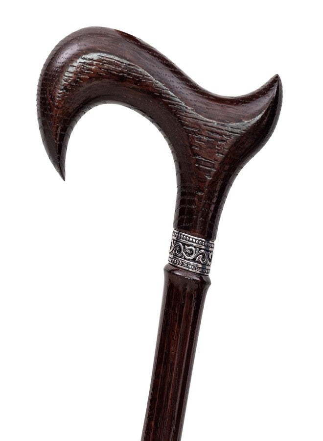 Dr Watson Dr. Watson Prestige Derby Walking Cane - Handcrafted Oak Wood Cane with Incrusted Stainless Steel Collar (Wenge) - Image 1