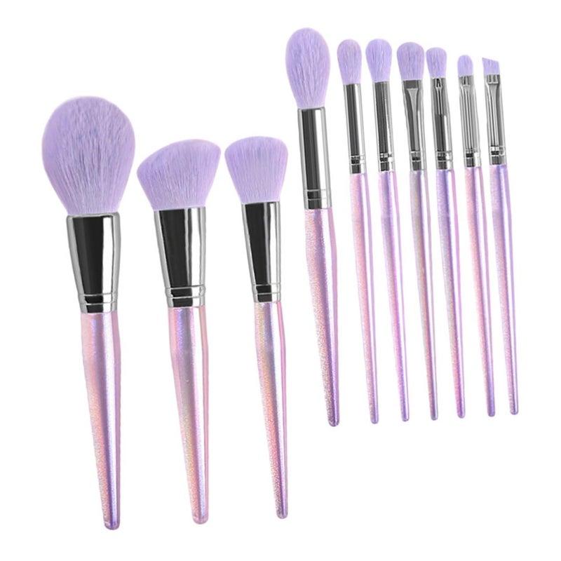 SMASOLO 10Pcs Supple Makeup Brush for Women Soft Synthetic Hair Abs Handle Practical Beauty Tool for Daily and Travel Use Purple - Image 1