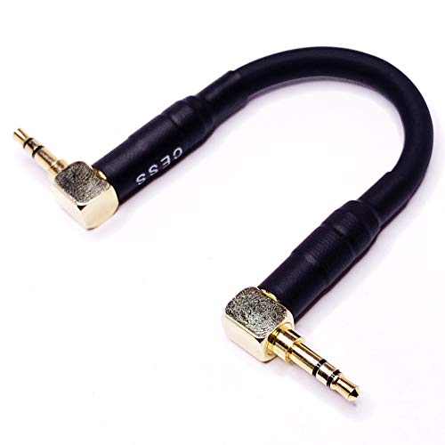 CNCESS CESS-067 Short 3.5mm Audio Shielded Patch Cable for Stacking DAP and Amplifier, Right-Angle 3-Inch - Image 1