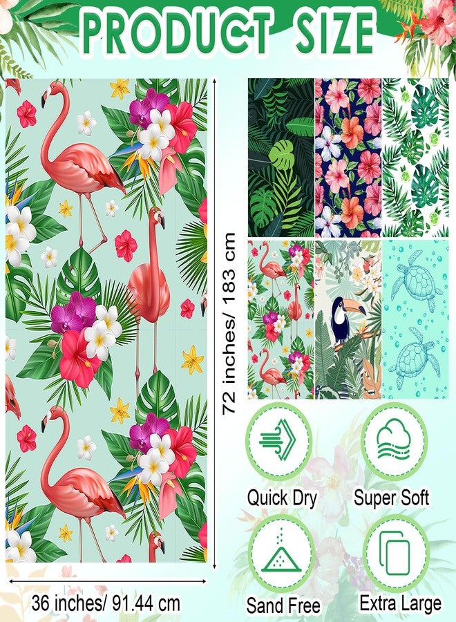 FuWeave 6 Pcs 72 x 36 Microfiber Oversized Beach Towels Large Absorbent Thin Compact Lightweight Sand Free Quick Dry Towels Pack for Travel Pool Yoga Gym Sports Beach Accessories(Hawaii) - Image 2