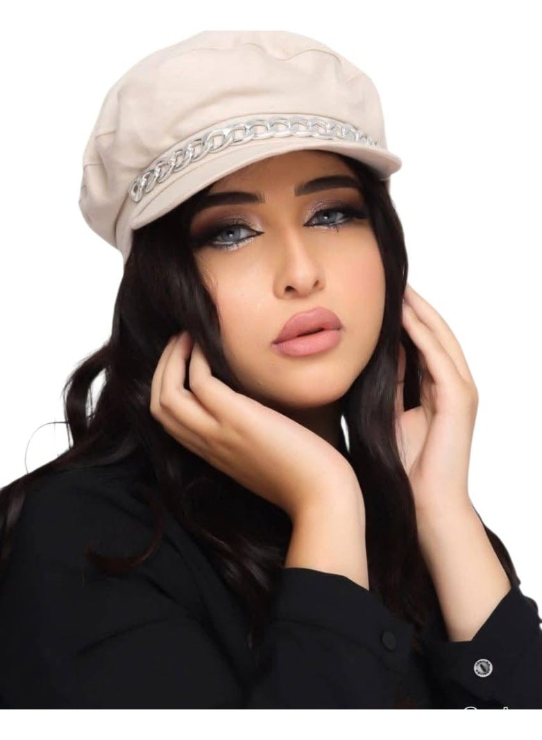 Cap barre with accessory, cream color, gathers all hair with volume