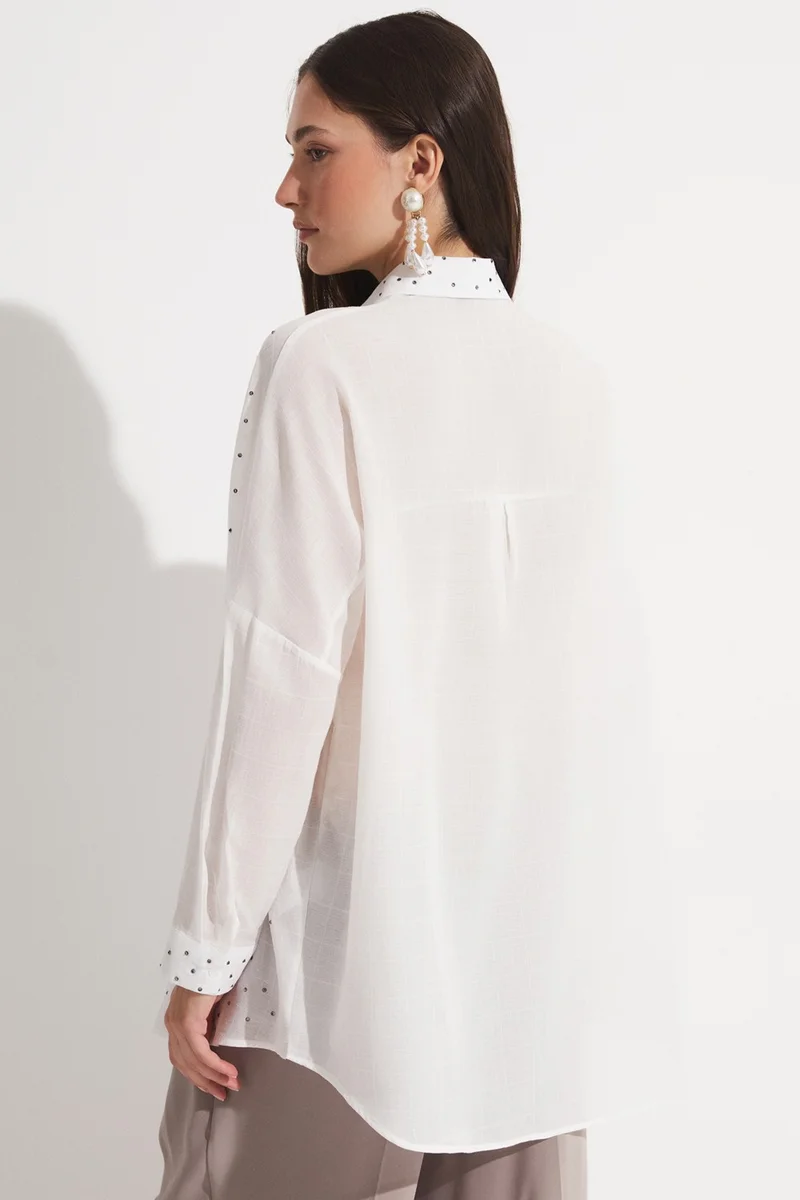 جون Women's Exclusive Oversize/loose Cut 100% Cotton Patterned Shirt