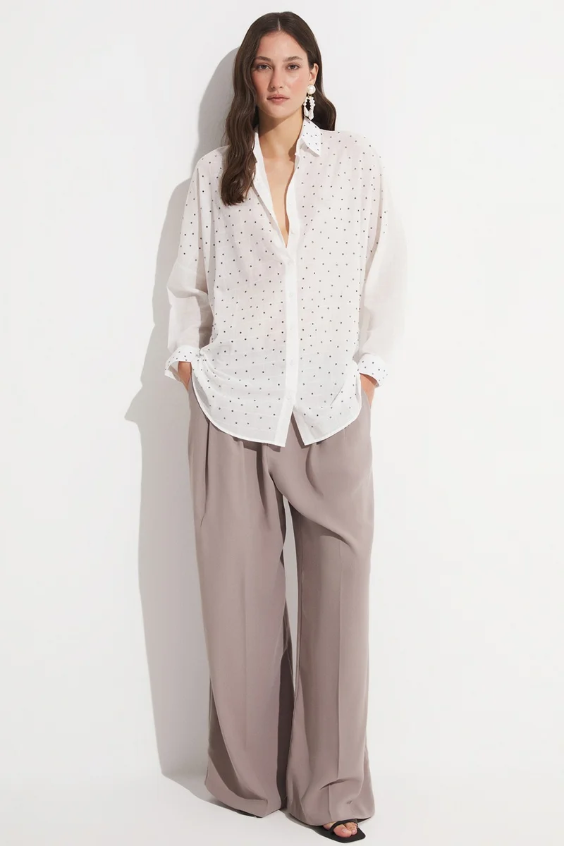 جون Women's Exclusive Oversize/loose Cut 100% Cotton Patterned Shirt