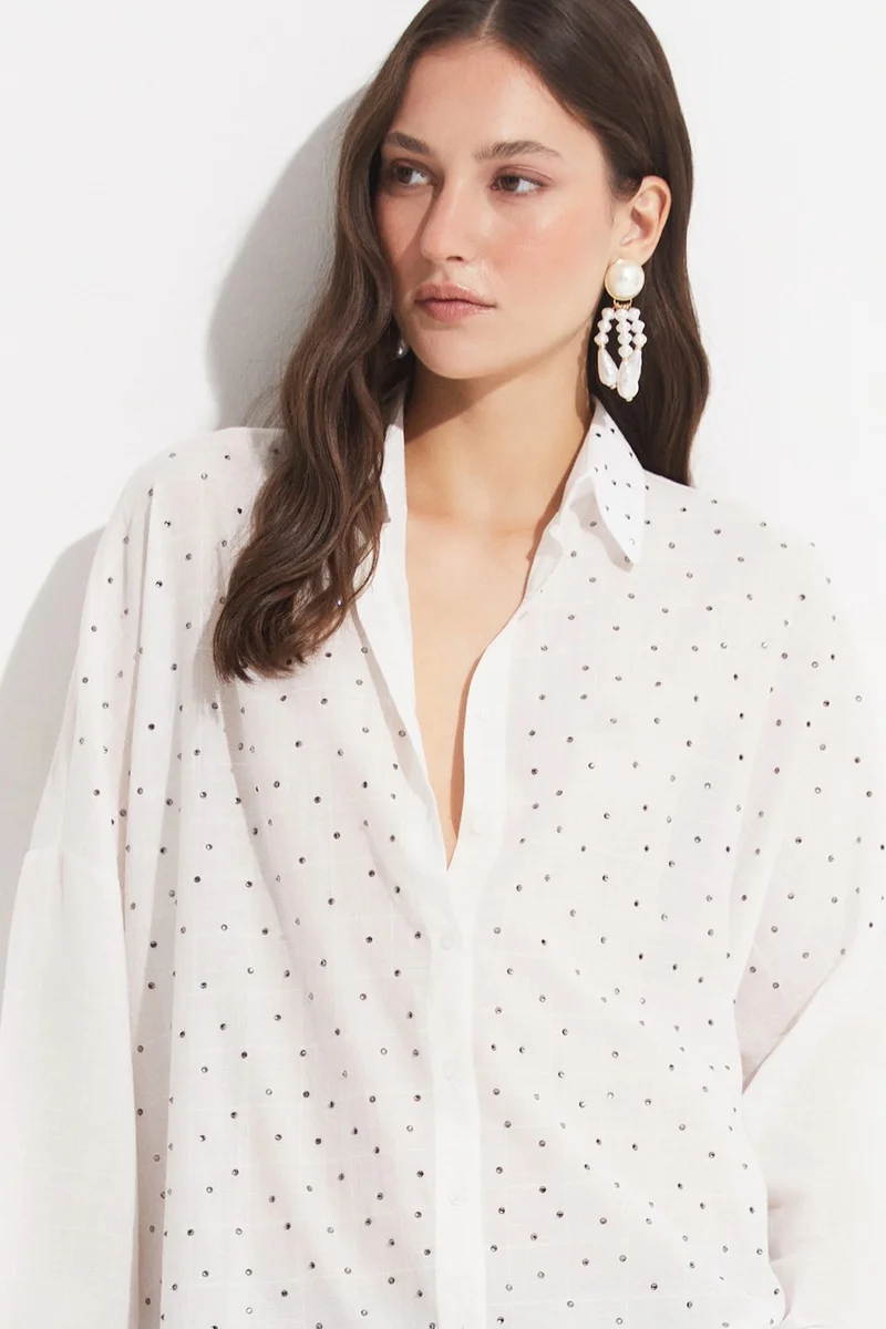 جون Women's Exclusive Oversize/loose Cut 100% Cotton Patterned Shirt