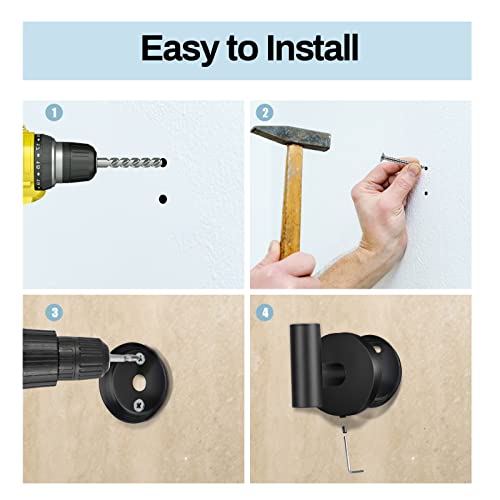 Kruodop Towel Hooks for Bathroom,4 Packs Wall Mount Towel Holder,Black Matte Wall Robe Hook,Stainless Steel Heavy Duty Door Hanger Towel Hook for Kitchen, Bedroom,Hotel,Pool,Coats - Black - Image 3