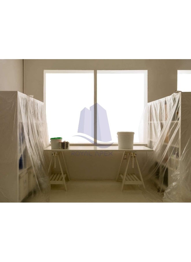 Biella Biellaâ„¢ Waterproof Anti-Dust 6Micron Plastic Drop Cloths Sheet Furniture Cover, Disposable Tarp for Painting for Couch (4X12.5m-6Âµ)  - Image 4