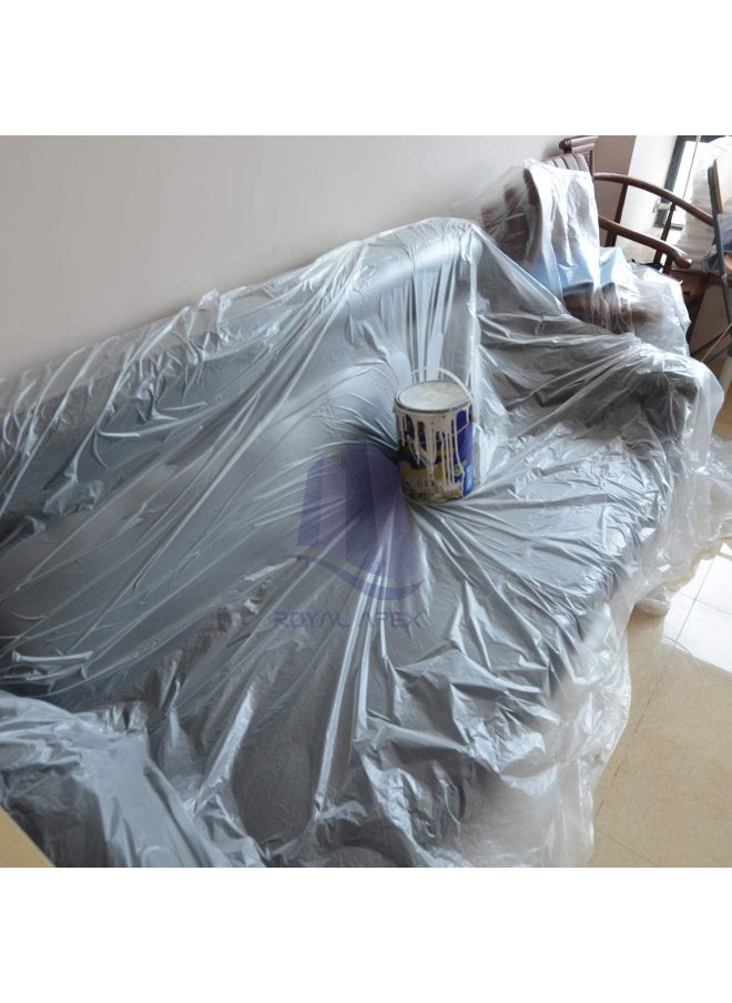 Biella Biellaâ„¢ Waterproof Anti-Dust 6Micron Plastic Drop Cloths Sheet Furniture Cover, Disposable Tarp for Painting for Couch (4X12.5m-6Âµ)  - Image 3