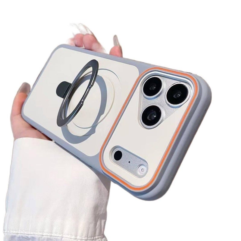 غطاء MagSafe بAcrylic لـ iPhone 12 مع حماية من السقوط وحامل قائم مع مقاوم للصدمات مع مغناطيس قوي مع تصميم ثنائي اللون باللون أسود مغناطيسي بوظيفة حامل من الأكريليك - Veloris - Image 2