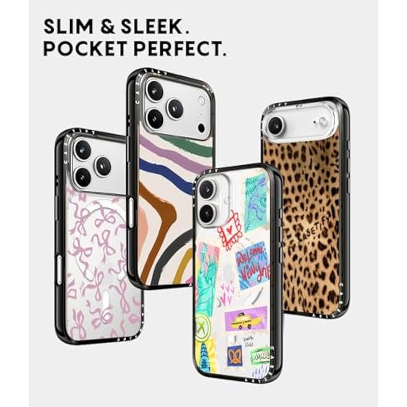 Casetify Compact iPhone 17 Case 【Slim and Sleek/Compatible with Magsafe / 4 ft. 2X Military Grade Drop Protection】 - Stamp Collection - Clear Black - Image 3