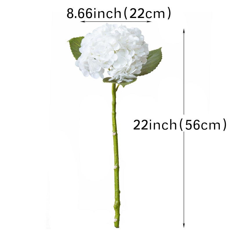 DUYONE DUYONE 4PCS Artificial Flowers Large Hydrangeas Flowers Latex Bouquet for Wedding Bridal Office Home Party Decoration (4Pcs White) - Image 2
