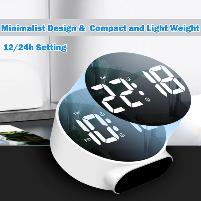 LEVGRY Small Digital Alarm Clock HD LED Display Digital Alarm Clock Desk Travel Electronic Clock Dual Alarm 3 Adjustable Brightness for Bedroom Office Table Black q White - Image 4