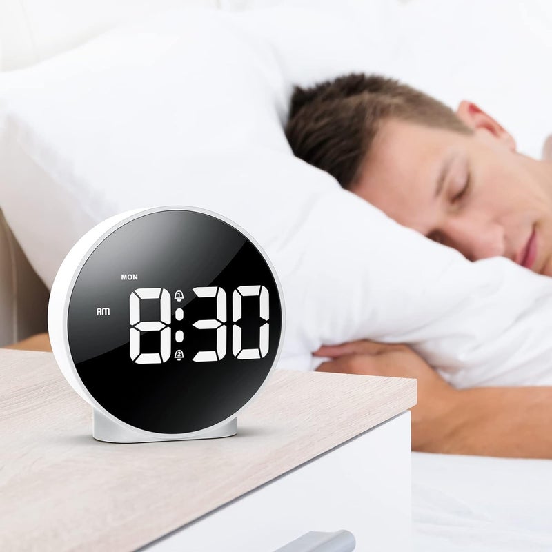LEVGRY Small Digital Alarm Clock HD LED Display Digital Alarm Clock Desk Travel Electronic Clock Dual Alarm 3 Adjustable Brightness for Bedroom Office Table Black q White - Image 1
