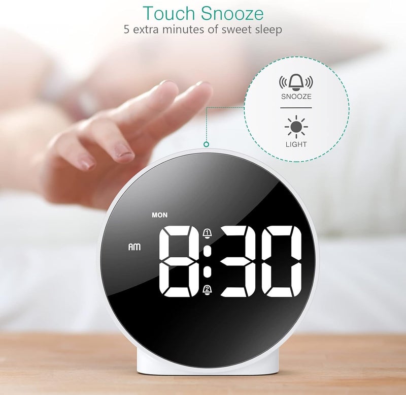 LEVGRY Small Digital Alarm Clock HD LED Display Digital Alarm Clock Desk Travel Electronic Clock Dual Alarm 3 Adjustable Brightness for Bedroom Office Table Black q White - Image 5