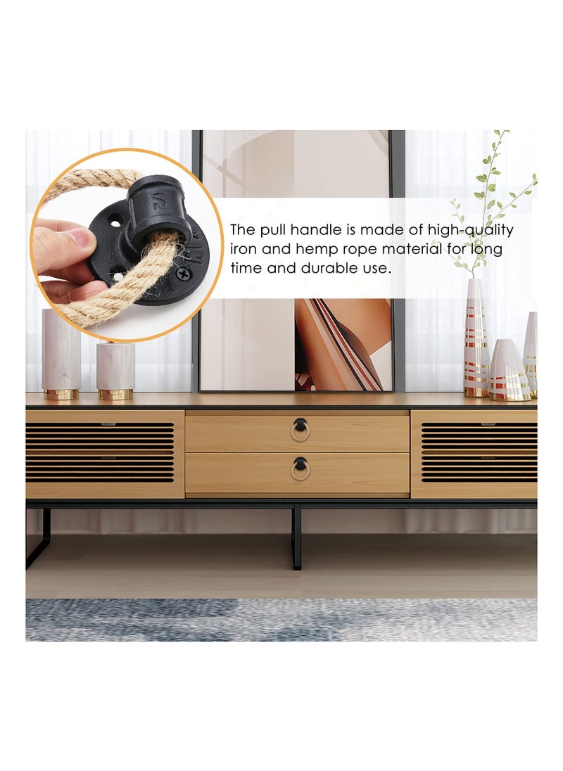 Generic Rustic Rope Handle Door Knob - Antique Black Big Drop Ring Cabinet Pull Hardware for Drawers and Cabinets  - Image 5