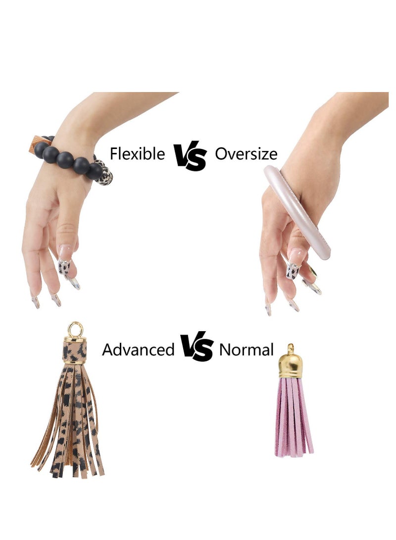 Excefore Bracelet Keychain Wristlet, Silicone Bead Key Ring Bracelet for Women, Beautiful Appearance, Bpa Free, Food - Grade, Original Luster, Elastic Closure, Waterproof, Comfortable - Image 2