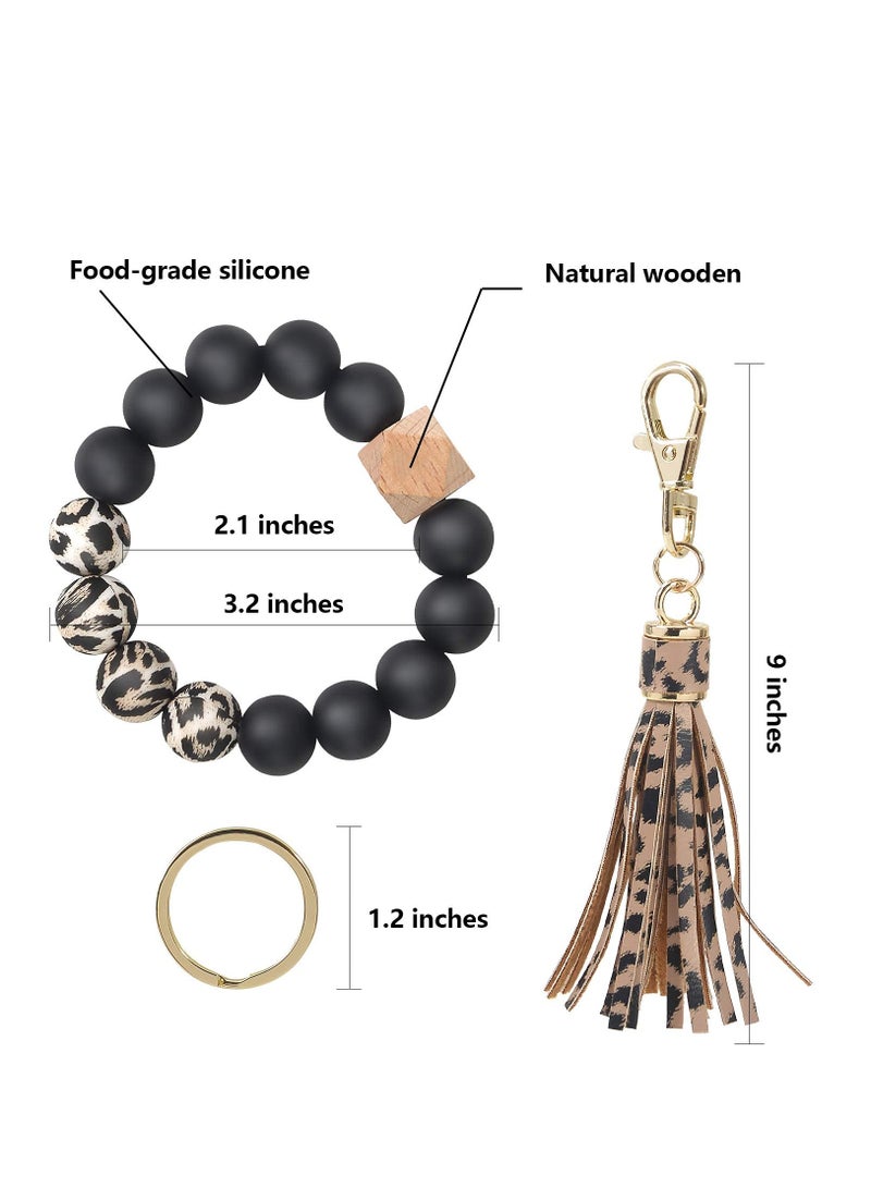 Excefore Bracelet Keychain Wristlet, Silicone Bead Key Ring Bracelet for Women, Beautiful Appearance, Bpa Free, Food - Grade, Original Luster, Elastic Closure, Waterproof, Comfortable - Image 3