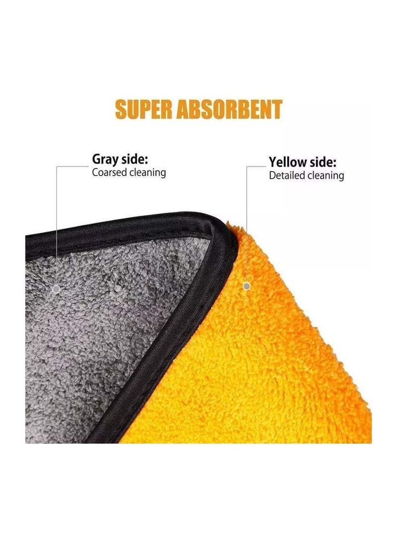 🚗طقم مناشف تنظيف السيارة – 6 مناشف ميكروفايبر (40×40 سم) + 2 إسفنج، آمنة على الطلاء، فائقة الامتصاص ومتعددة الاستخدام لغسيل وتجفيف السيارة - Image 4